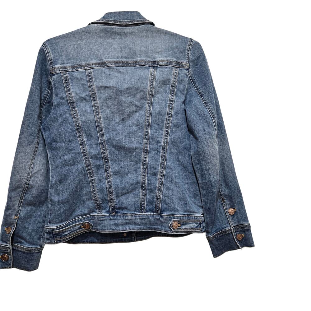 Chico's Stretch Denim Jacket Size 4/6 Blue Button Front Classic - Picture 2 of 10